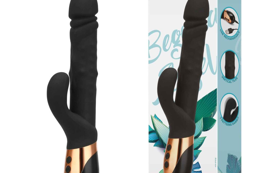 Realistic beaded Rabbit Thrusting Vibrator – BLK BA-4002 BLK