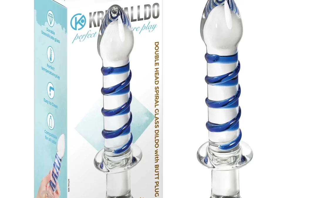 Double head spiral glass dildo with Butt plug – KRIS-05